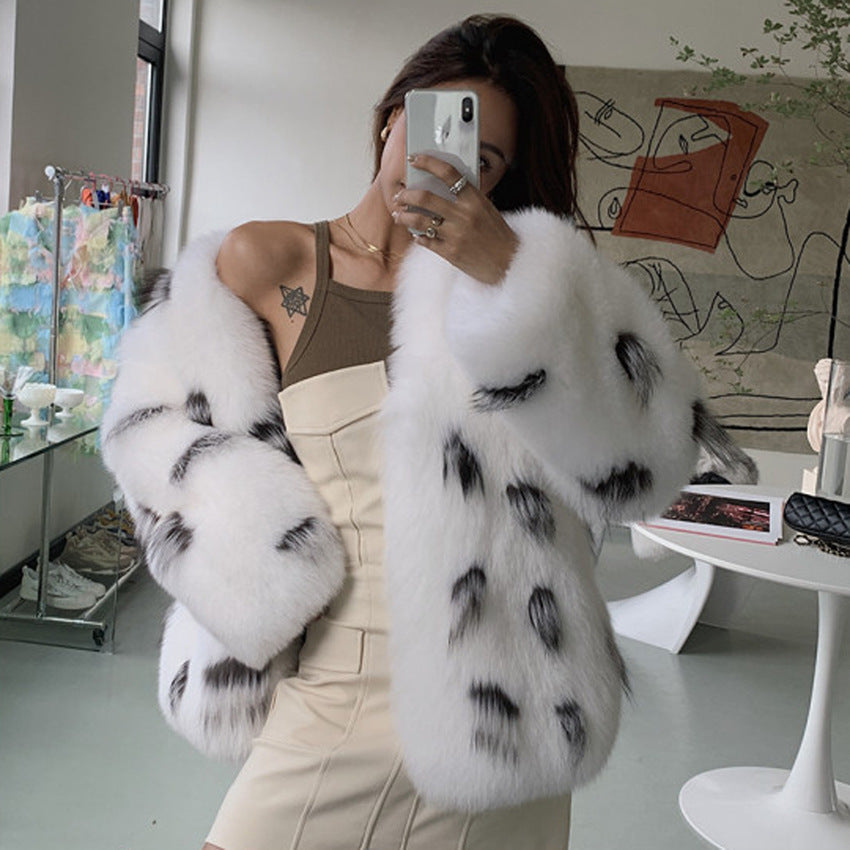 Women's Casual Plus Size Korean-style Slim-fit Raccoon Fur Coat